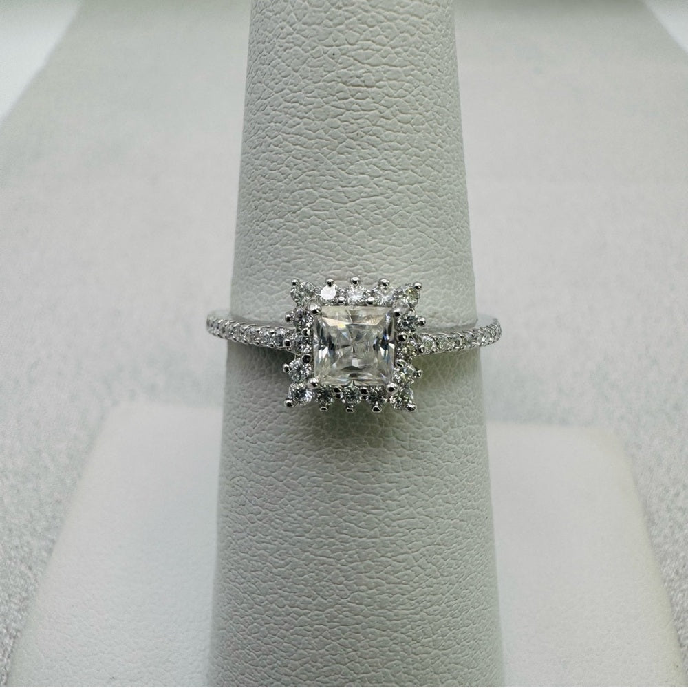 1.17 CT Moissanite Diamond Sterling Silver Ring