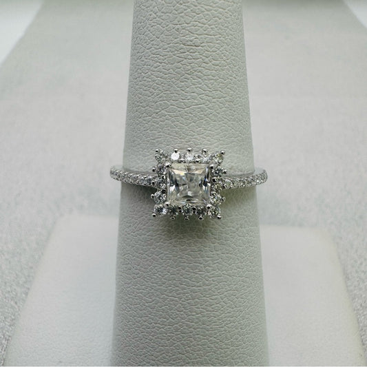 1.17 CT Moissanite Diamond Sterling Silver Ring