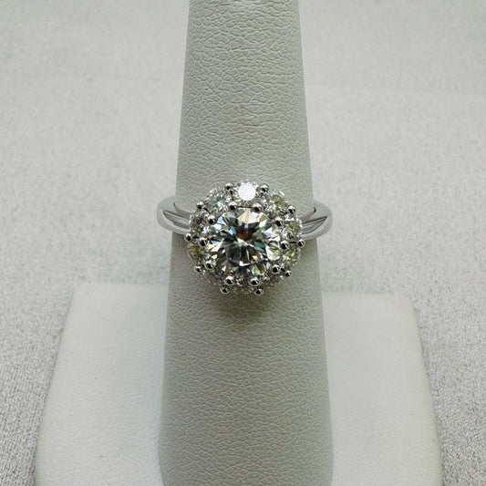 3.87 CT Moissanite Diamond Sterling Silver Ring