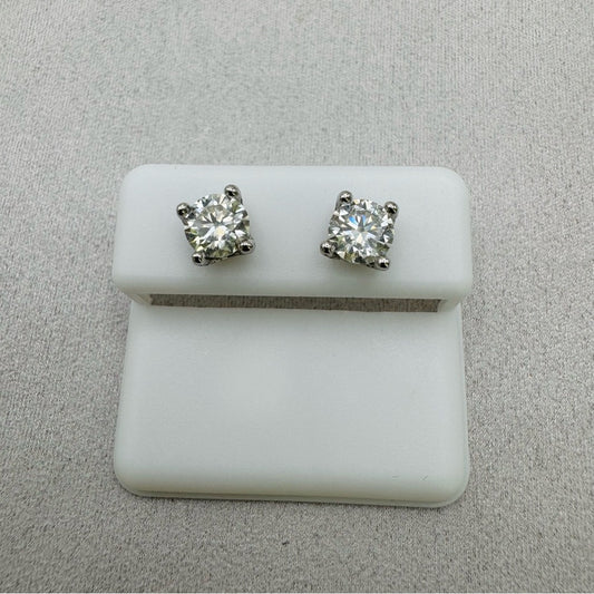 1 CT * 2 Moissanite Diamond Sterling Silver Stud Earrings