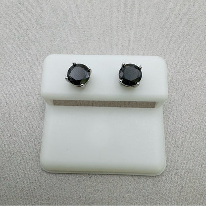 1 CT * 2 Black Moissanite Diamond Solitaire Sterling Silver Stud Earrings