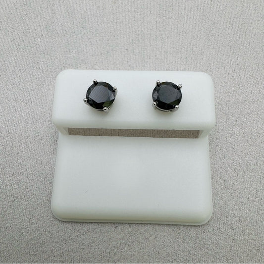 1 CT * 2 Black Moissanite Diamond Solitaire Sterling Silver Stud Earrings