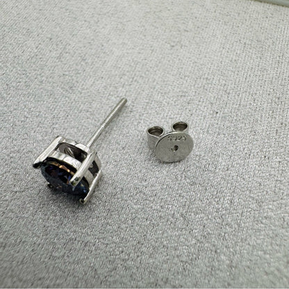 1 CT * 2 Blue Moissanite Diamond Solitaire Sterling Silver Stud Earrings