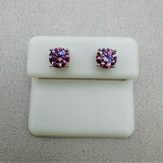1 CT * 2 Pink Moissanite Diamond Solitaire Stud Earrings