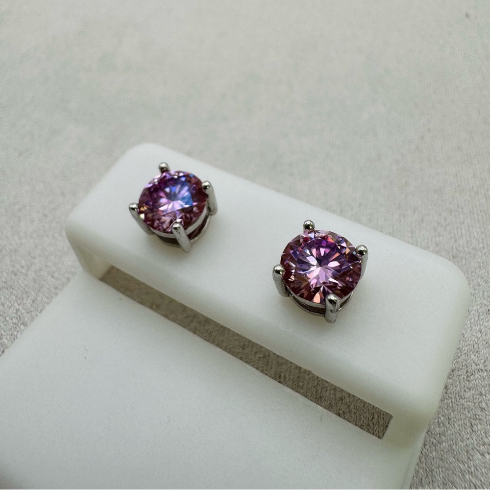 1 CT * 2 Pink Moissanite Diamond Solitaire Stud Earrings