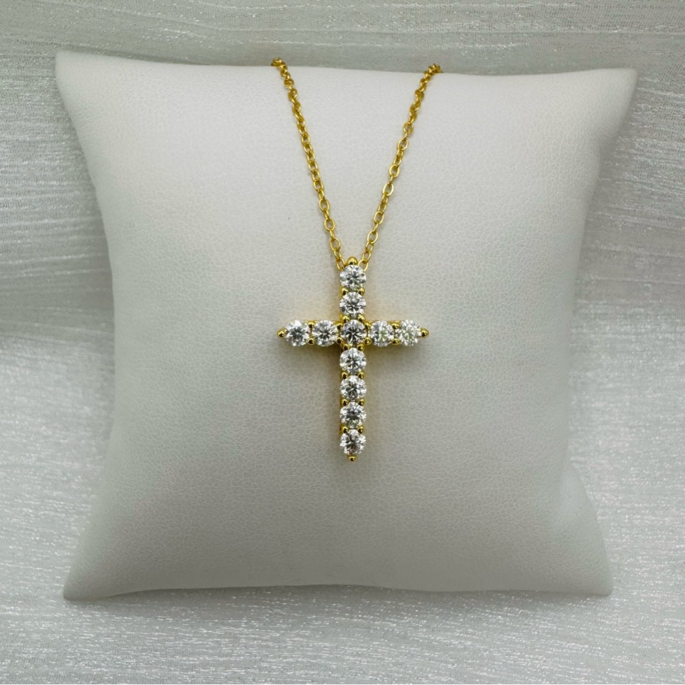 1.1 CT Moissanite Cross Gold Over Sterling Silver