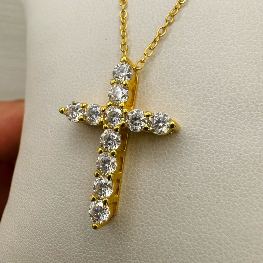 1.1 CT Moissanite Cross Gold Over Sterling Silver