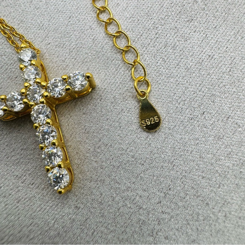 1.1 CT Moissanite Cross Gold Over Sterling Silver