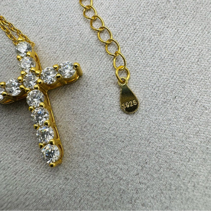 1.1 CT Moissanite Diamond Cross Gold Over Sterling Silver