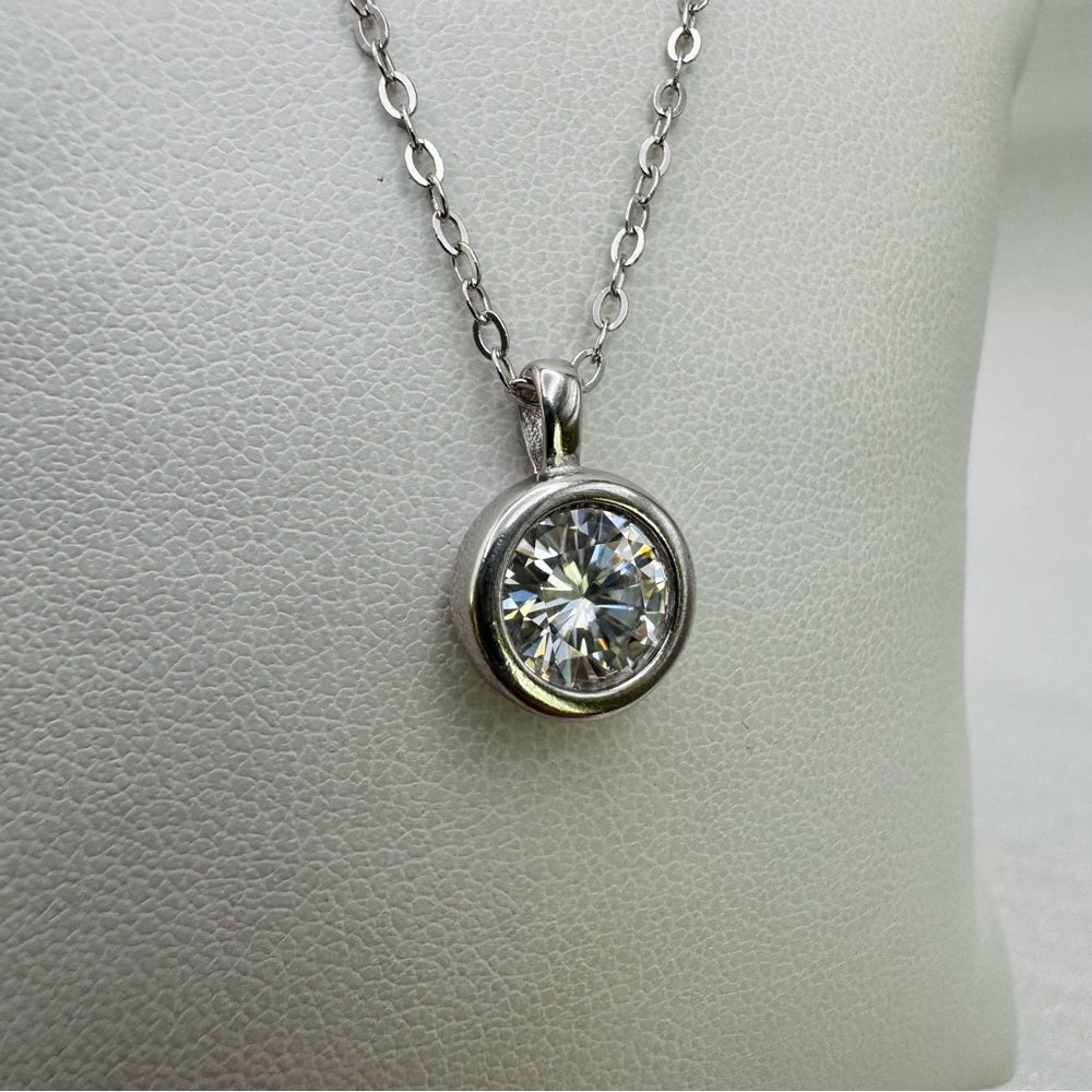 1 CT Bezel Set Moissanite Diamond Necklace