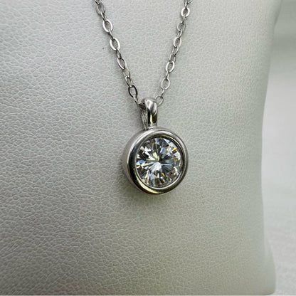 1 CT Bezel Set Moissanite Diamond Necklace