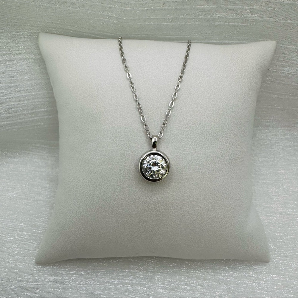 1 CT Bezel Set Moissanite Diamond Necklace