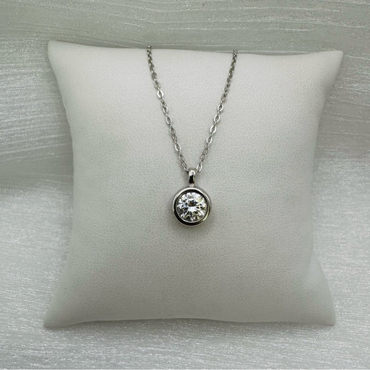 1 CT Bezel Set Moissanite Diamond Necklace