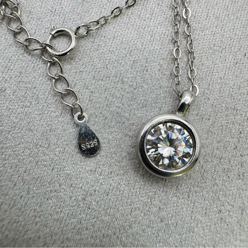1 CT Bezel Set Moissanite Diamond Necklace