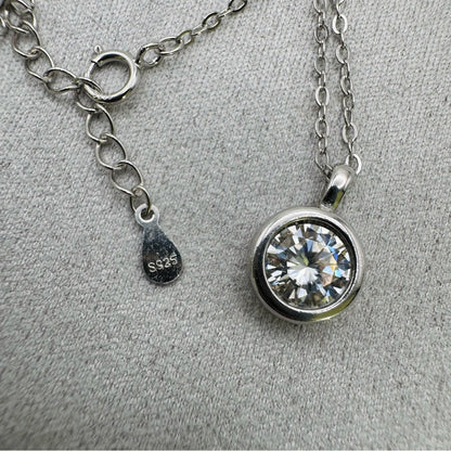 1 CT Bezel Set Moissanite Diamond Necklace