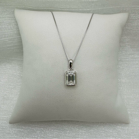 1 CT Emerald Cut Moissanite Diamond Necklace