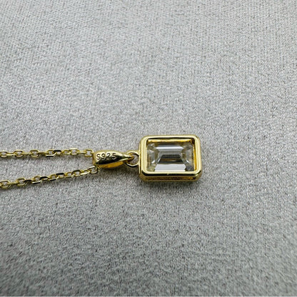 1 CT Emerald Cut Moissanite Diamond Gold Necklace