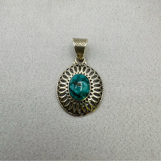 Oval Turquoise Sterling Silver Pendant