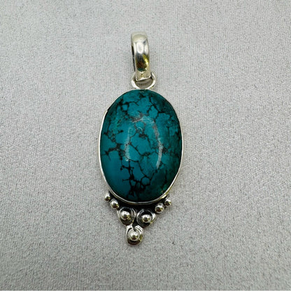 Oval Turquoise Sterling Silver Pendant