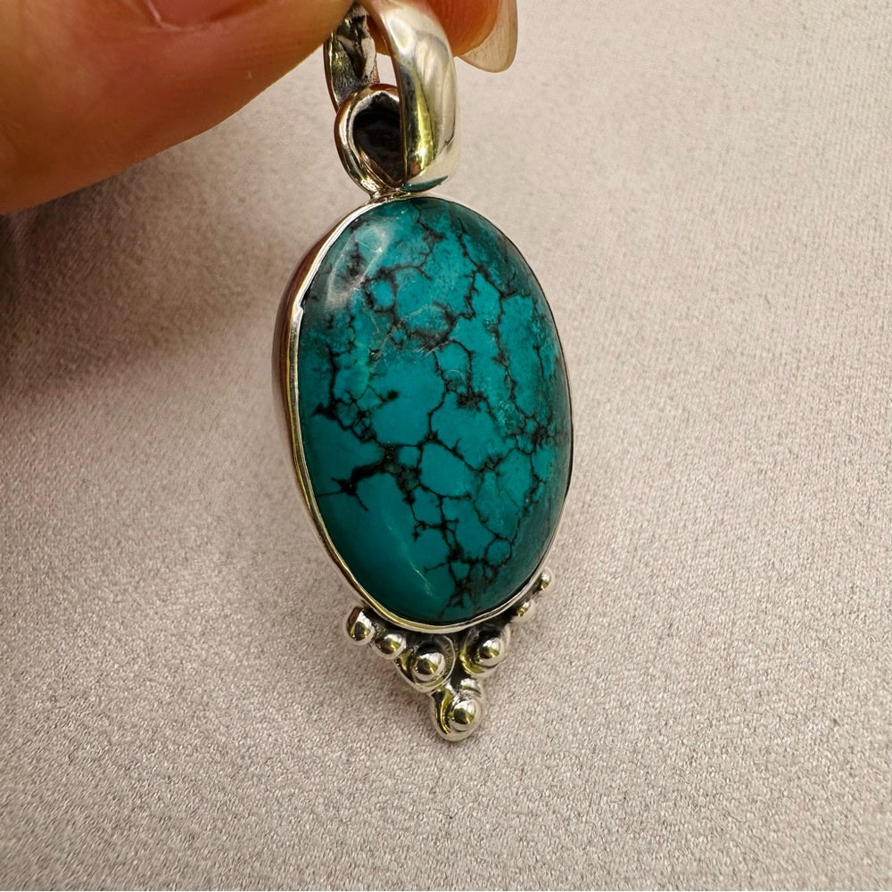 Oval Turquoise Sterling Silver Pendant