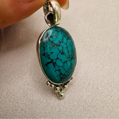 Oval Turquoise Sterling Silver Pendant