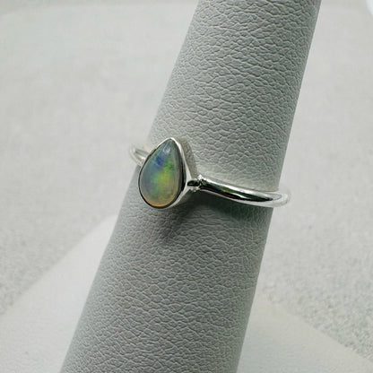 Teardrop Ethiopian Opal Sterling Silver Ring