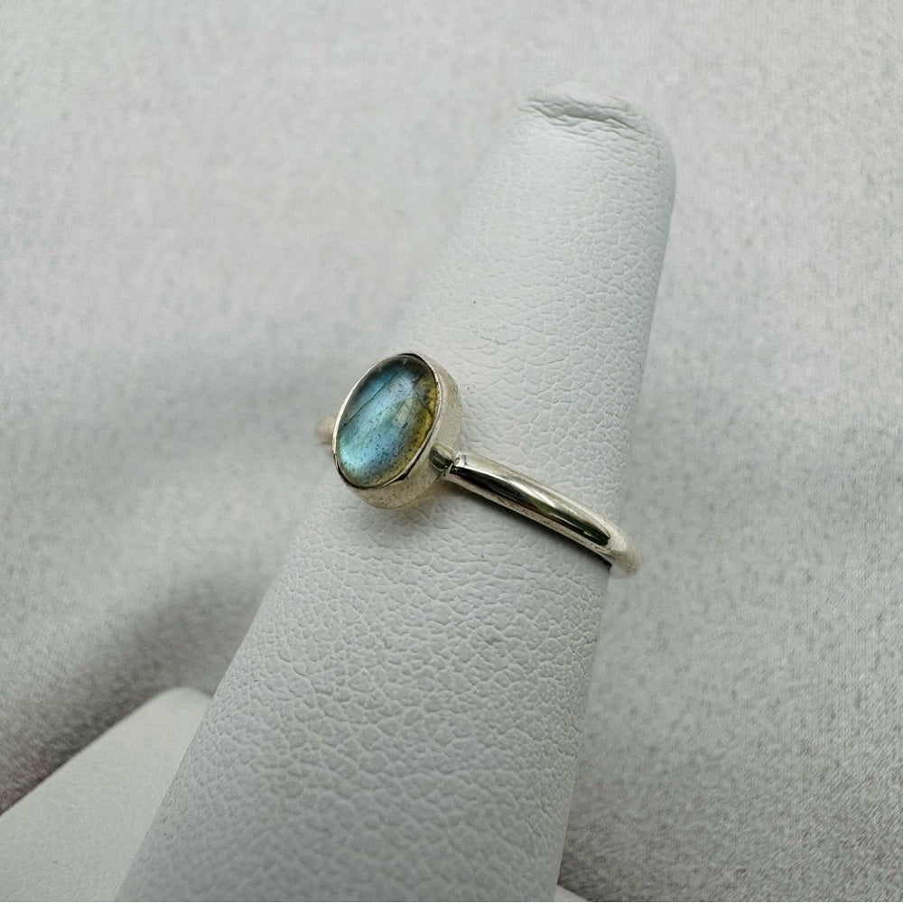 Oval Labradorite Sterling Silver Stacking Ring