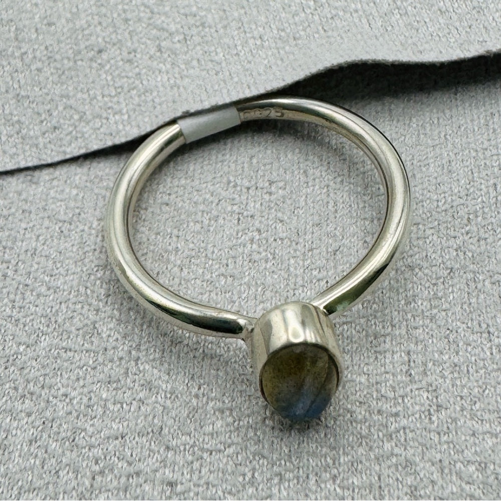 Oval Labradorite Sterling Silver Stacking Ring