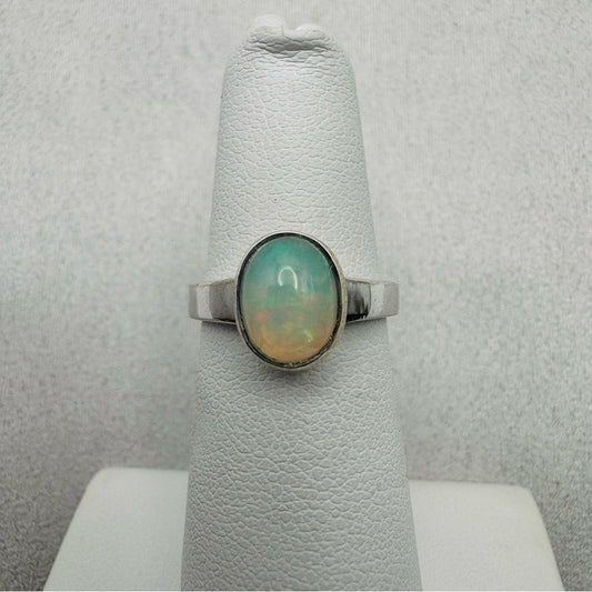 Oval Ethiopian Opal Sterling Silver Ring