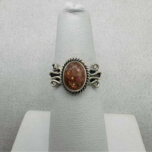 Oval Sunstone Sterling Silver Ring