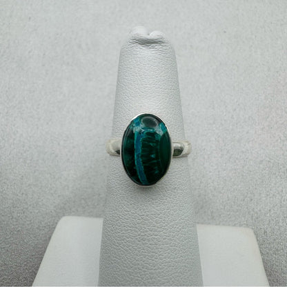 Oval Chrysocolla Malachite Sterling Silver Ring