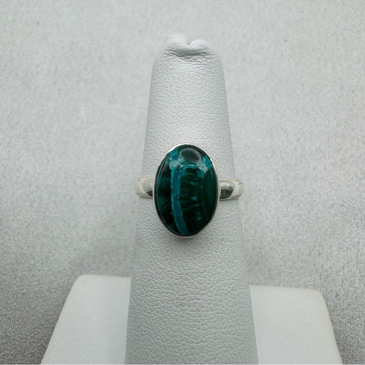 Oval Chrysocolla Malachite Sterling Silver Ring