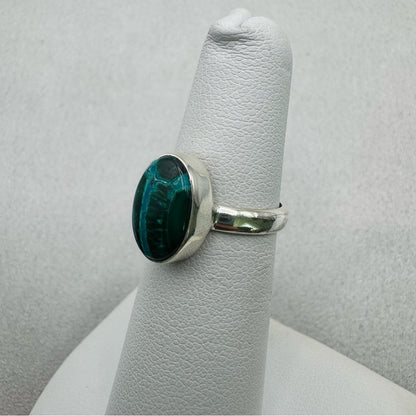 Oval Chrysocolla Malachite Sterling Silver Ring