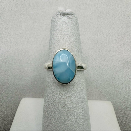 Oval AAA Larimar Sterling Silver Ring