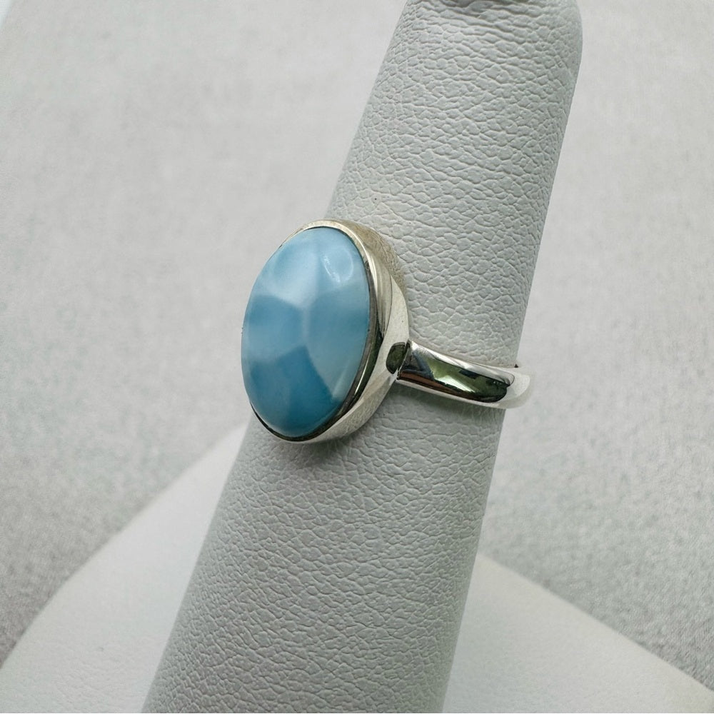 Oval AAA Larimar Sterling Silver Ring