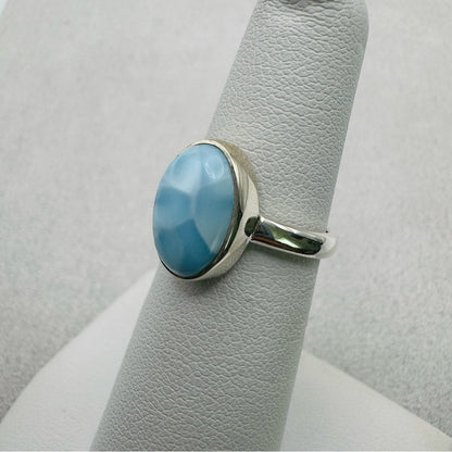 Oval AAA Larimar Sterling Silver Ring