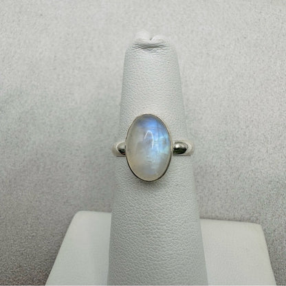 Rainbow Moonstone Sterling Silver Oval Ring