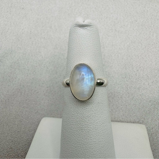 Rainbow Moonstone Sterling Silver Oval Ring