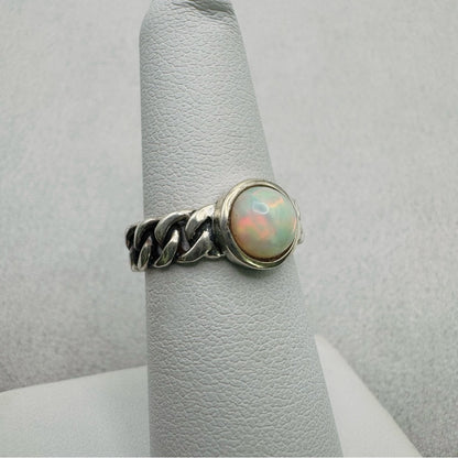 Ethiopian Opal S925 Chain Band Ring