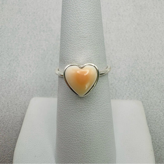 S925 Pink Spiny Oyster Heart Ring