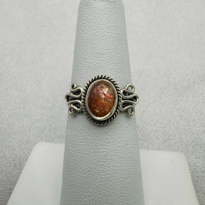 Oval Sunstone Sterling Silver Ring