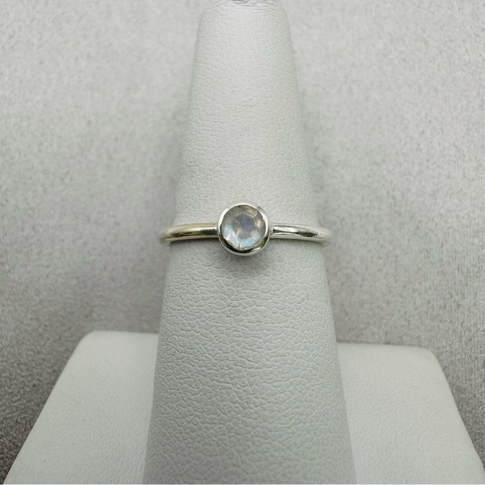 Rainbow Moonstone Mini Circle Ring
