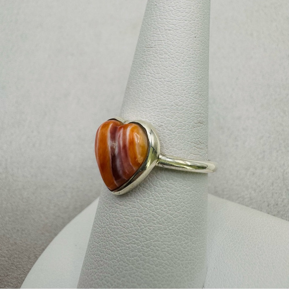 S925 Spiny Oyster Heart Ring