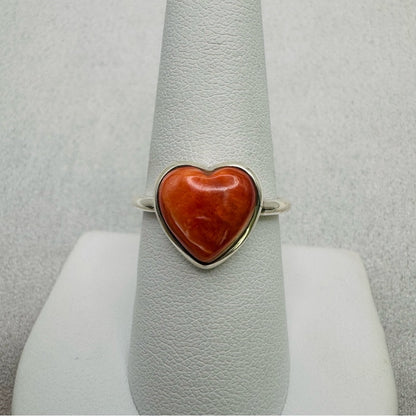 S925 Pink Spiny Oyster Heart Ring