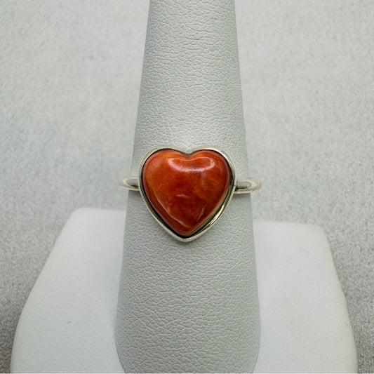 S925 Pink Spiny Oyster Heart Ring