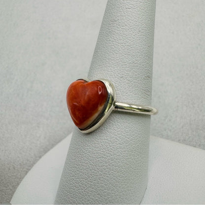 S925 Pink Spiny Oyster Heart Ring