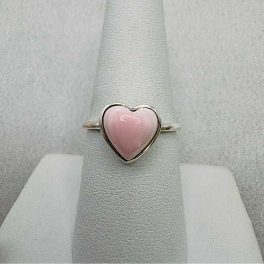 S925 Pink Spiny Oyster Heart Ring