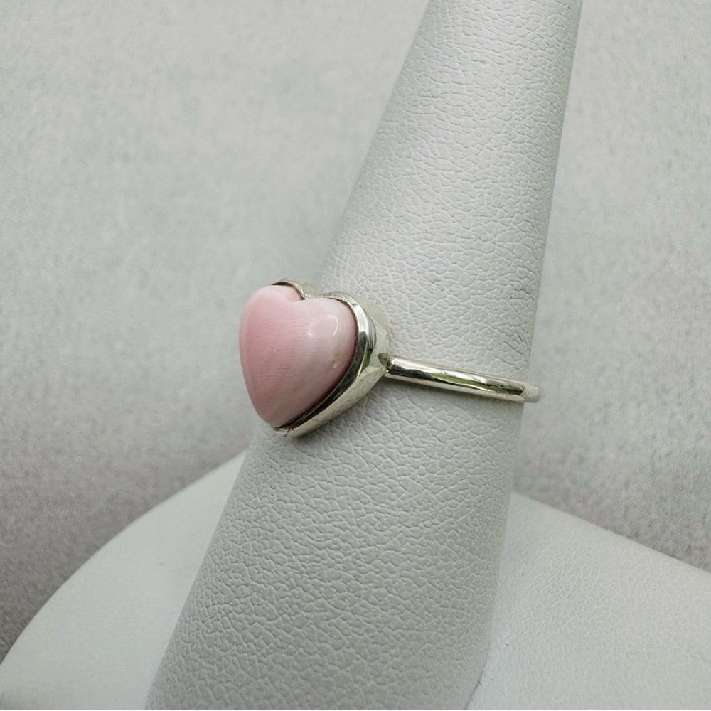 S925 Pink Spiny Oyster Heart Ring