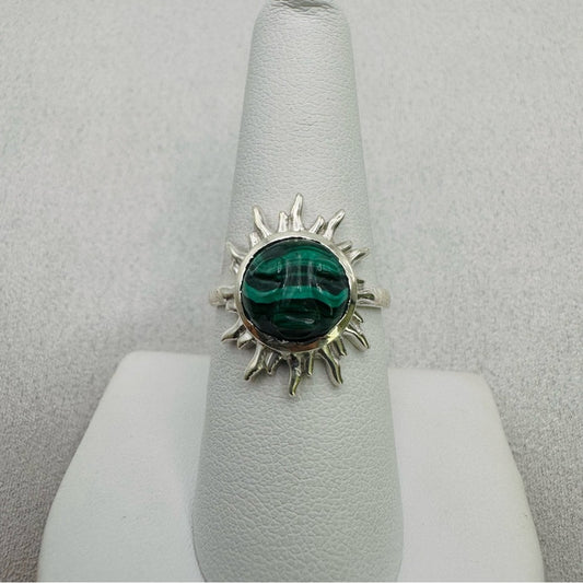 Malachite Sun Face S925 Ring
