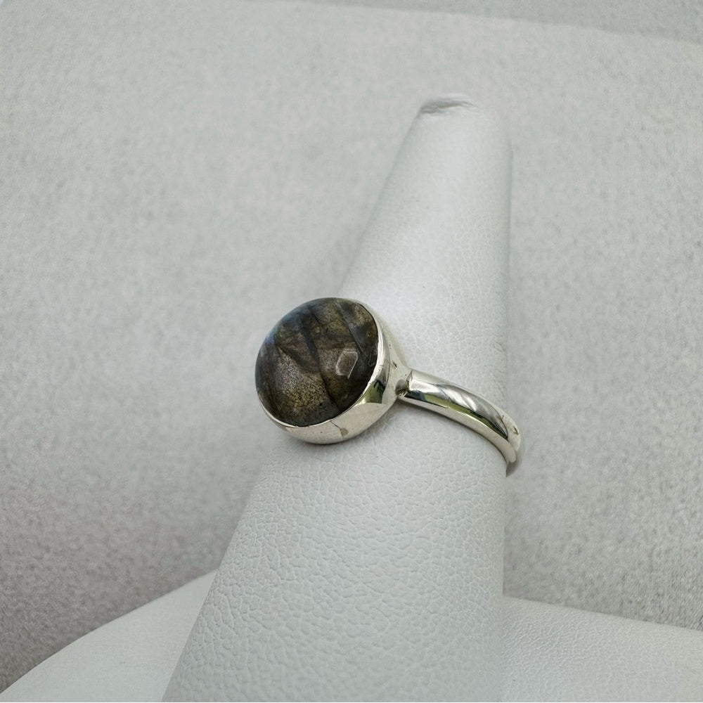 S925 Round Labradorite Ring